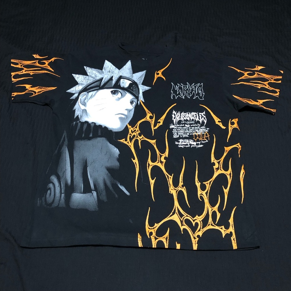 Naruto Shippuden Men's Naruto T-Shirt, Size Large, Black/Orange, Relaxed Fit